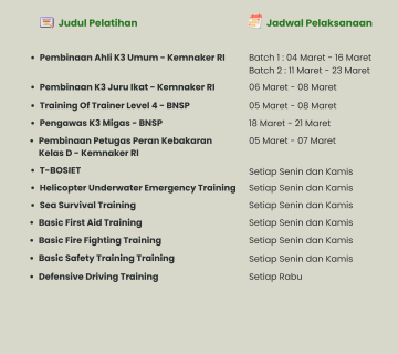 Jadwal Pelatihan Bulan Maret 2024 360x320