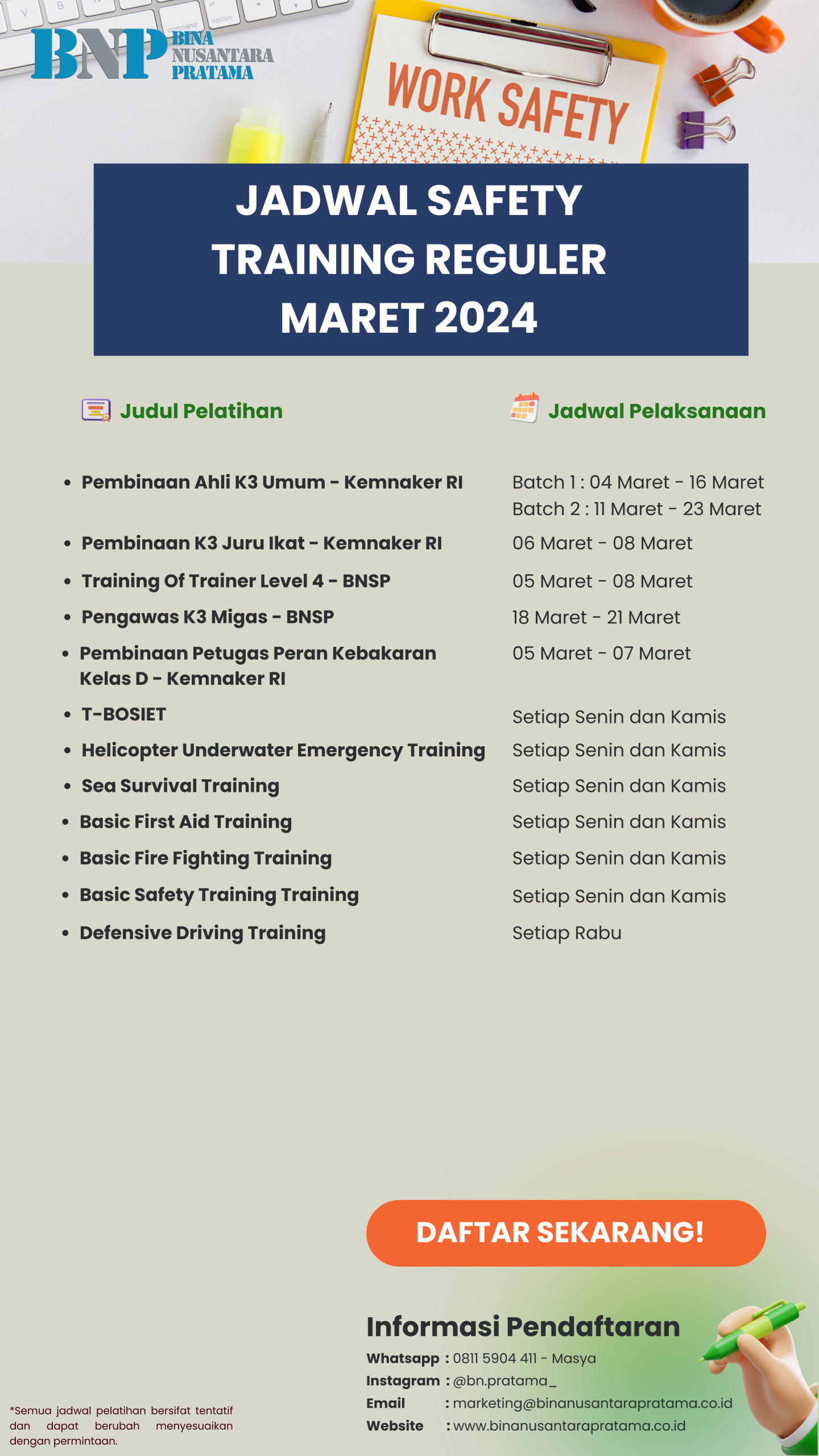 Jadwal Pelatihan Bulan Maret 2024 scaled