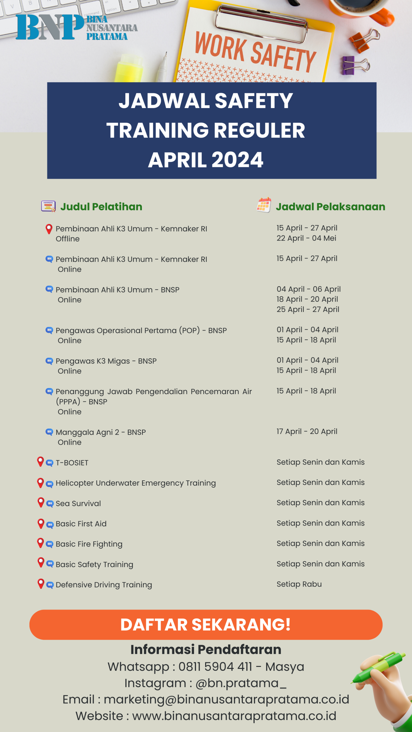 Jadwal Pelatihan Bulan April 2024 scaled
